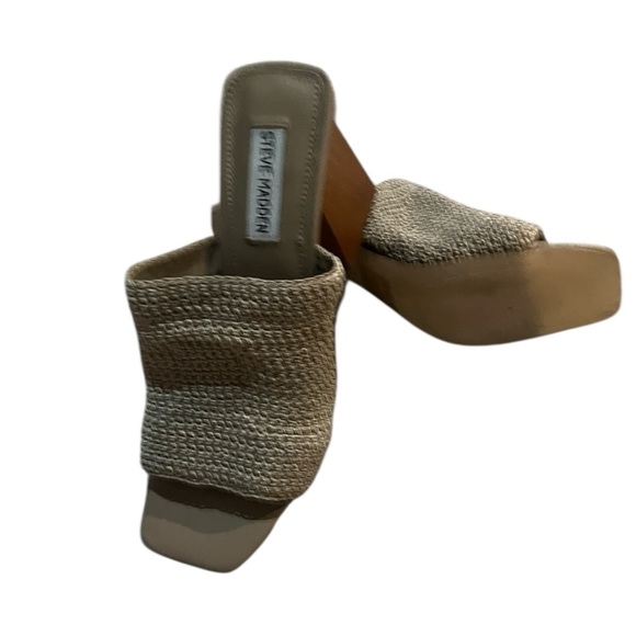 Steve Madden Taupe Realize Crochet Block-Heel Sandals Size - Picture 11 of 15